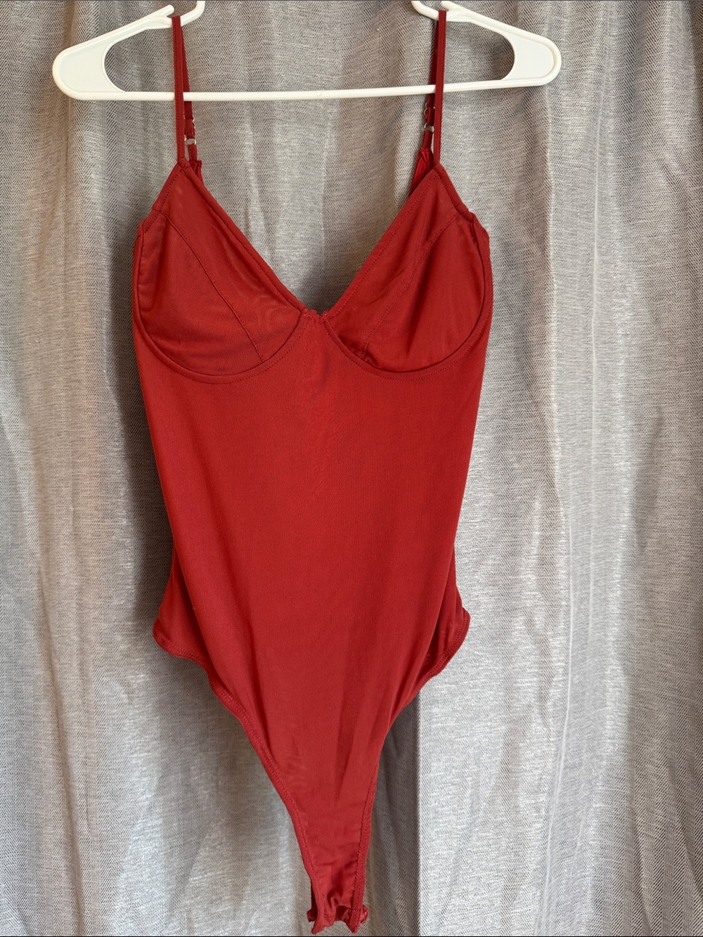 Lulu's Rust Orange Underwire Bodysuit